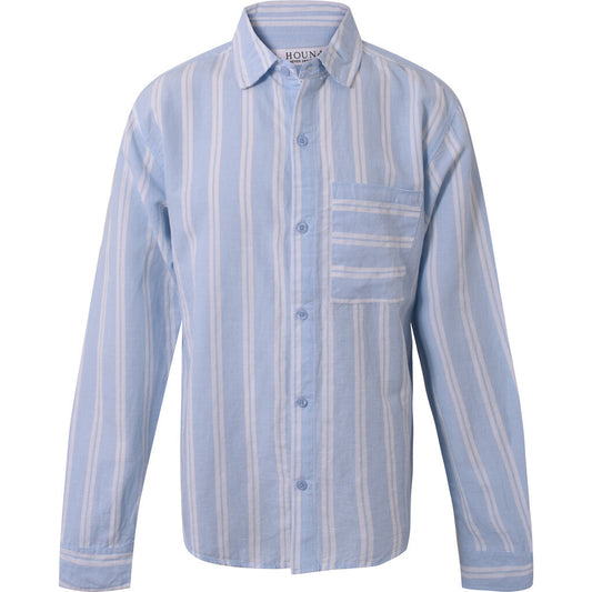 HOUNd BOY Linen-blend Shirt S/S shirt 739 Light Blue/White striped