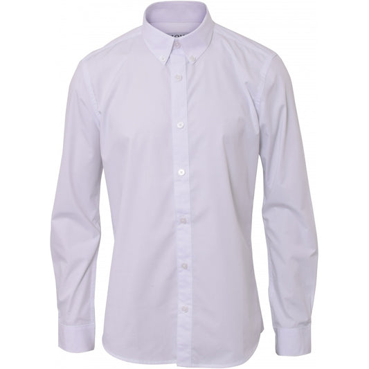 Basic-Shirt L/S mit Button-Down / 2990061 – Weiß